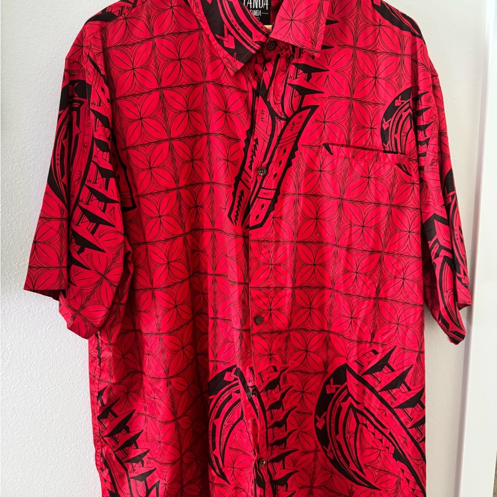 Tano Red and Black Geometric Men's Shirt